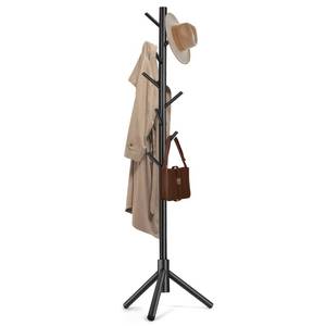lot 1548 image: Freyawin Solid Wooden Coat Rack Freestanding, New Zealand Pine Coat Tree with 8 Hooks & 3 Adjustable Sizes for Coats, Hats, Handbags and Scarves, Space Saving for EntrywayOfficeBedroom (Black)