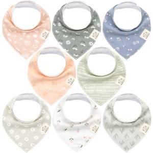 lot 1589 image: KeaBabies 8-Pack Organic Baby Bandana Bibs for Girls - Super Absorbent Triangle Baby Bibs for Drooling and Teething Infant, 100% Cotton Extra Soft for Newborn, Infant 0-36 Months (Fleur)