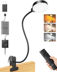 lot 1591 image: Glocusent 5W Reading Light for Bed, 36 LED Eye Caring Bed Lamp, 3 Colors & 5 Brightness Levels for Headboard with Adapter, Perfect Clip on Light for Reading, Working & Studying (Black with Remote)