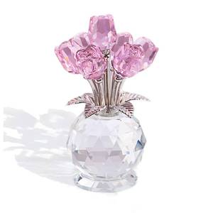 lot 1594 image: XINSHENGIA Crystal Rose Flower Collectible Figurine,Valentines Gifts for Girlfriend or Wife Bouquet Figurines Artificial Flowers Quartz Glitter Roses for Glass Flowers(Pink)