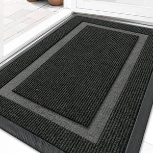lot 1599 image: OLANLY Front Door Mat Indoor Outdoor Entrance, Waterproof All-Season, All-Weather Doormat, Sturdy Natural Rubber, Fade Resistant, Low Profile, Easy Clean Patio Porch Entryway Mat, 29.5x17, Black