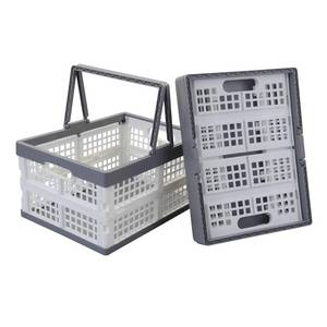 lot 1600 image: Teyyvn 2-Pack Collapsible Crate with Handle, Stackable Grocery Shopping Baskets