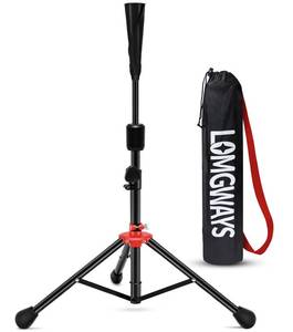 lot 1603 image: FDLS Baseball Batting tee for Adults and Youth Teens, Portable Tripod Stand Base Tee Easy Adjustable Height 27 to 46 inches for Hitting Training Practice, with Carrying Bag (Black and Red)