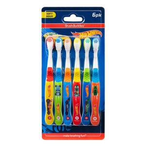 lot 1607 image: Brush Buddies Hot Wheels Toothbrush for Kids, Kids Toothbrushes, Toothbrush Pack, Soft Bristles for Kids, Toddler Ages 2-4, 6PK