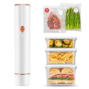 lot 1631 image: Vixino Vacuum Sealer for Food,Compact Handheld Vacuum Sealer Machine with 30 Reusable Bags & 3 Containers,Seals Liquids & All Foods,Portable for Sous Vide,Travel,Camping,Kitchen,Gifts