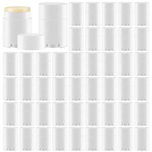 lot 1635 image: Teenyyou 50 Pack White Empty Deodorant Containers, 30ml1oz, Bottom Filling, Refillable Deodorant Tubes Lipstick Balm Tubes Twisted, Plastic Oval for Homemade DIY Aromatherapy, Balm, Lotion