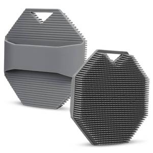 lot 1656 image: Silicone Body Scrubber Loofah - Gentle Exfoliating Brush for Sensitive Skin, Women Men, Non-Slip Handle, Long - Lasting, Easy Clean &amp Travel Friendly(Gray)