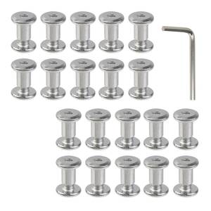 lot 1659 image: Oedema 20 Sets M5 5mm Chicago Screws Silver Binding Screws 8mm Stainless Steel Leather Rivets for Belt Buckle, Leather Crafting, DIY Accessories