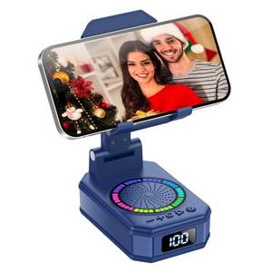 lot 1678 image: Gifts for Men Women, Cell Phone Stand with Wireless Bluetooth Speaker, Colorful LED Lights, Anti-Slip Base HD Surround Sound, Rechargeable (3000mAh), Gift for Teens, Men, Women for Christmas Blue