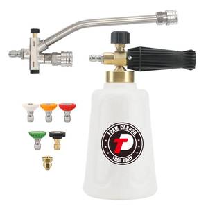 lot 1690 image: Tool Daily Foam Cannon for Pressure Washer with Double Tip Attachment, Dual Lance Wide Mouth Soap Cannon, 5 Power Washer Sprayer Nozzles, 14 Quick Connect, 3600 PSI