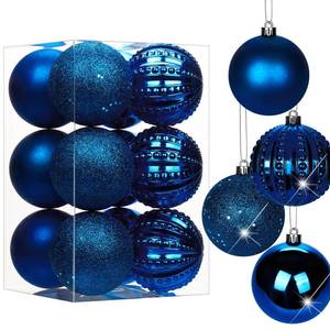 lot 1695 image: 3.15 Dark Midnight Blue Christmas Balls Ornaments 12 Pcs Shatterproof Christmas Ornaments Set Matte Large Blue Ornament for Xmas Tree Halloween Holiday Party