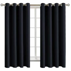 lot 1699 image: BGment Black Blackout Curtains for Bedroom - Grommet Thermal Insulated Room Darkening Block Out Curtains for Living Room, Set of 2 Panels, 52 x 63 Inch
