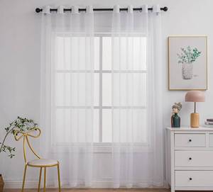 lot 1705 image: PI Beige Sheer Curtains Grommet Panels,Elegant Sheer Polyester Curtains for PatioSliding Door Room 1 Panel (W52 X L90, Beige) Visit The Store
