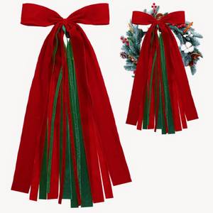 lot 1709 image: Suncalla Large Red Velvet Christmas Ribbon Bow Sash for Wreath 12 x 24 Classic Xmas Tree Topper Bow Ribbons Bundle Giant Holiday Ornaments Decor for Winter Front Door Wall Window Indoor Outdoor