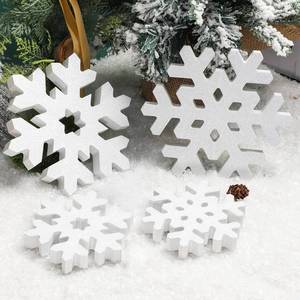 lot 1710 image: 4 Piece Glitter Christmas Tiered Tray Decor - Wooden Snowflake for Indoor Winter Decoration