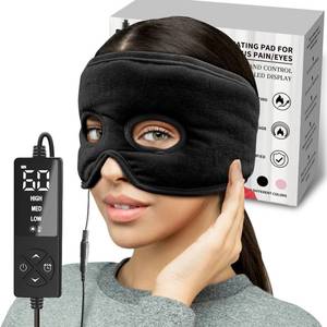 lot 1715 image: Moist Heat Sinus Pressure Relief Mask with 3 Heat Settings, Extra Large Face Heating Pad for Eyes, Sinusitis, Hormone Migraine, Tension Headache Relief Black