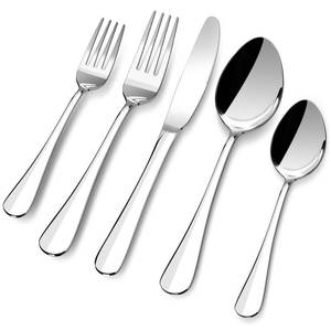 lot 1731 image: Silverware Set, 20 Piece Flatware Cutlery Set for 4, 188 Stainless Steel Silverware Mirror Polished Dishwasher Safe for Home, Restaurant, Wedding, Party Cutlery(Silver, 20 pieces for 4)