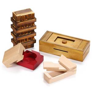 lot 1738 image: Zhanmai 4 Pieces Wooden Puzzle Boxes Gift Card Wooden Puzzle Boxes Money Case Holders Teaser Toys Mysterious Wood Boxes for Christmas Birthday Gift, 4 Styles(Classic Style)
