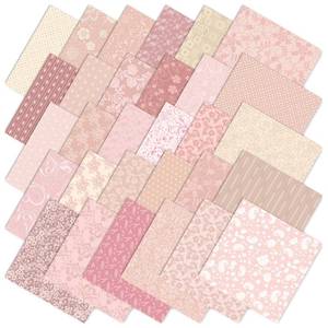 lot 1747 image: Whaline 60Pcs Flower Cotton Fabric Bundles Pink Floral Fabric Square Flower Leaves Sewing Fabrics for DIY Handmade Craft Decor, 10 x 10 Inch