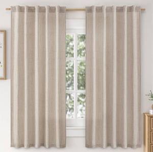 lot 1749 image: MIULEE Faux Linen Curtains 54 Inch Length 2 Panels Natural Semi Sheer Curtain with Back Tab Rod Pocket, Light Filtering Window Privacy Burlap Drapes for Living Room Bedroom 42W x 54L Linen