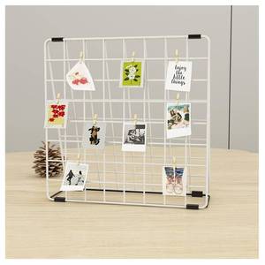 lot 1779 image: BEKMLOD Photo Display Rack, Note Display Rack, Double-sided Photo Metal Rack, Suitable for Use As a Home Desk Photo Organizer, With 20 Wooden Clips, White