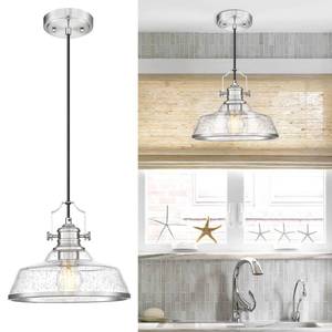 lot 1780 image: kudos Brushed Nickel Pendant Lights Kitchen Island, Large Pendant Light with Seeded Glass, Industrial Hanging Lighting for Kitchen Sink Dining Room Bathroom,KDPL13-BN-S