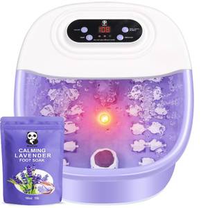 lot 1781 image: Foot Spa Bath Massager with Heat Bubbles and Vibration Massage and Jets, 16 OZ Calming Lavender Foot Soak Epsom Salt, Miwhale Foot Soaker With Red Light, 22 Massage Rollers, Adjustable Temp -Purple