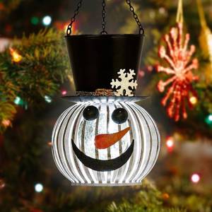 lot 1784 image: dreamskip Snowman Christmas Solar Lantern Hanging, Snowman Christmas Solar Lights Waterproof, Outdoor Lantern Christmas Decorations for Outside, Porch, Patio, Yard, Garden (White)