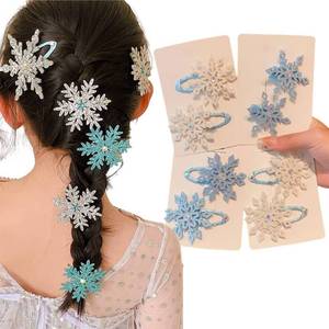 lot 1788 image: Snowflake Hair Clip Blue White Christmas Hair Accessories for Women Xmas Bow, 4PCS Creative Elegant Rhinestone Ice Snow Princess Hair Clip Snowflake Hairpin Headwear Accessories for Baby Child