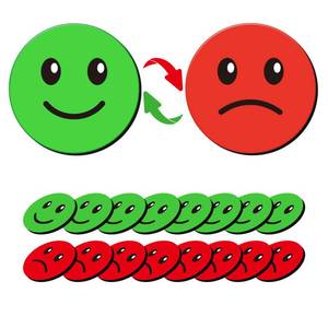 lot 1789 image: 25 Pcs 1 Double-Sided Red Green Smiley Face Magnets, Flip Over Colored Magnetic Dots for Whiteboard, Refrigerator, Office (25, HappySad-Colors)