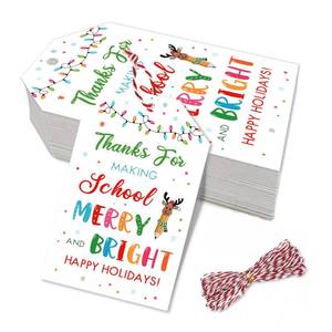 lot 1798 image: Holiday Teacher Appreciation Gift Tags, Thanks for Making School Merry and Bright Treat Tags, Sweet Staff Teacher Christmas Gift Box Tag 40PCS