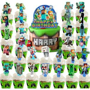 lot 1806 image: 30 Pcs Pixel Styled Gamer Cake Decorations, Happy Birthday Cake Topper, Party Supplies for Boys & Girls