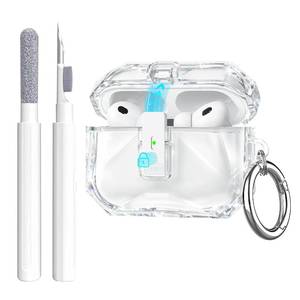 lot 1807 image: Aircawin for Airpods Pro 3 Case Clear,Cute Diamond Design for Airpods pro 3rd Generation Case Cover 2025,Secure Lock&Auto Pop-up,Non Yellow Shockproof Soft TPU Skin with Carabiner&Cleaning Pen-Clear