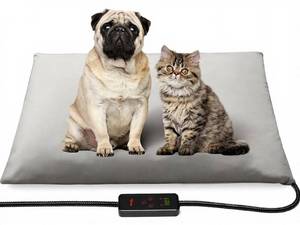 lot 1809 image: Toozey Medium Pet Heating Pad, 28x20 in, 6 Temp Settings, Timer, Waterproof, Chew-Resistant Cord, for Dogs and Cats