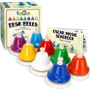 lot 1812 image: MINIARTIS Desk Bells for Kids  Educational Music Toys for Toddlers 8 Notes Colorful Hand Bells Set  Kids Musical Instrument with 15 Songbook  Great Birthday Gift for Children