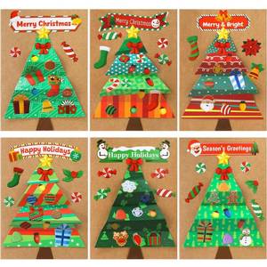 lot 1831 image: Fancy Land 3D Christmas Tree Cards with Envelopes and Stickers 12PCS Holiday DIY Make Your Own Christmas Cards Making Kit Craft for Kids