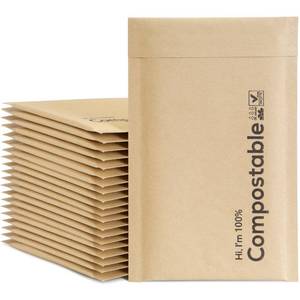 lot 1833 image: 4x8 100% Biodegradable Bubble Mailers,25 Count Kraft Brown #000 Compostable Padded Packaging Wrap Envelopes Pouches Eco Friendly Self Seal Bags