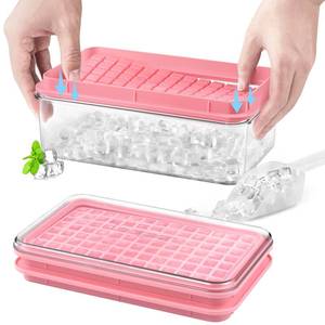 lot 1837 image: Longzon Mini Ice Cube Tray with Lid and Bin, 273 Pcs Small Ice Cube Trays for Freezer, Ice Cube Mold Spill-Resistant Removable Lid&Ice Scoop, Ice Mold for Whiskey Cocktail, Tea,Coffee-Pink