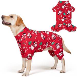 lot 1839 image: KYEESE Christmas Dog Pajamas Santa Claus Turtleneck Dog Pjs for Large Dogs Holiday Pet Onesie Soft Velvet 4 Legs Cozy Pet Sleepwear Warm Doggie Christmas Outfit, XXX-Large