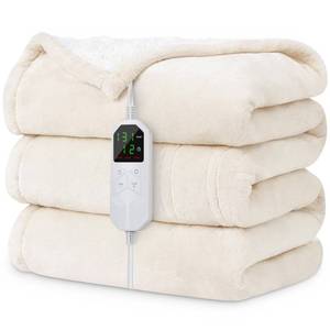 lot 1841 image: Electric Heated Blanket Twin 62 x 84, Soft Plush Flannel & Sherpa Electric Blanket with 8 Heat Settings, 1-12H Auto-Off, Fast & Even Heating, Machine Washable, Ideal for Home & Office, Beige