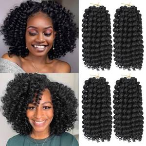 lot 1851 image: GetMaige 12inch Jamaican Bounce Crochet Hair For Black Women 4packs 72 Roots Natural Black Jumpy Wand Curls Hair Short Pre Looped Curly Hair (12inch (pack of 4), 1B)