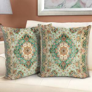 lot 1866 image: BUAEL Boho Floral Throw Pillow Covers 20x20 inch Set of 2,Boho Rug Geometric Floral Pattern Decor Double Sided Pattern Cushion Cover Soft Pillow Case Living Sofa Room Bed Square Pillow Cover