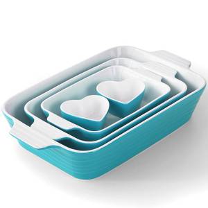 lot 1883 image: Baking Dish for Oven Casserole Dishes Bakeware Set With Ramekin Ceramic Lasagna Pan 9x12.8 Inch Large Deep Baking Dishes Rectangular Non-Stick Baking Pans for Kitchen Baking and Roasting Turquoise