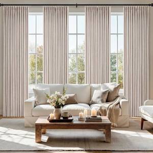 lot 1885 image: MIULEE Pinch Pleated Thick Linen Curtains 90 Inch 4 Panels Set Back Tab Memory Trained Pinch Pleat Semi Sheer Light Filtering Privacy Curtain Let Light in Window Drapes for Living Room Bedroom Natural