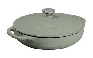 Lodge 3.6 Quart Enameled Cast Iron Covered Casserole with Lid Dual Handles Oven Safe up to 500° F or on Stovetop - Use to Marinate, Cook, Bake, Refrigerate and Serve Desert Sage