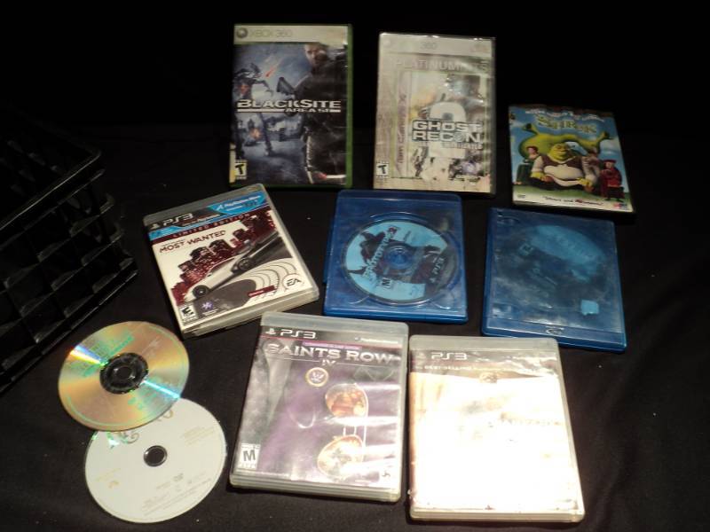 lot 3184 image: (10) CT mixed lot video games and movies in small plastic crate