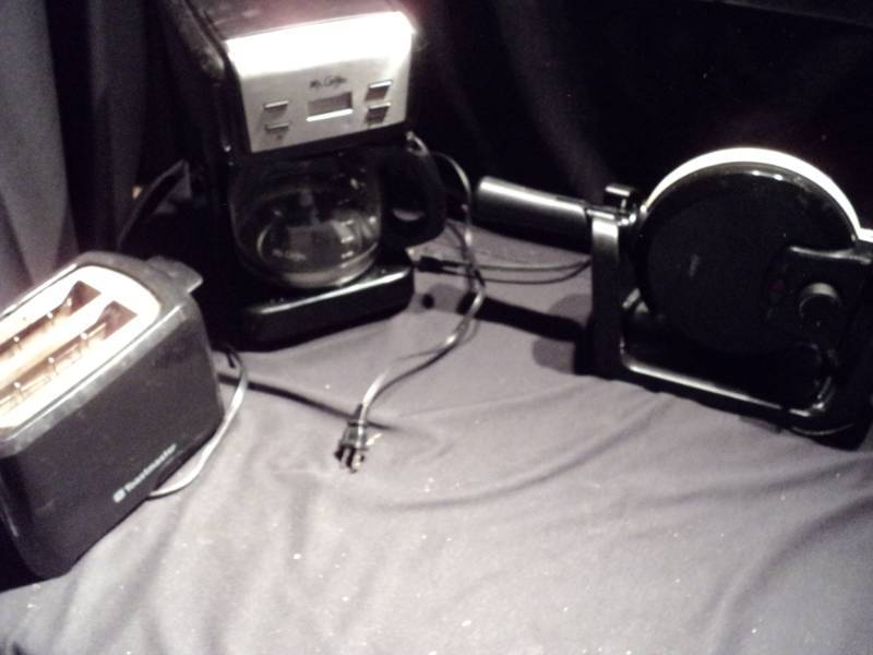 lot 3190 image: (3) CT mixed lot small appliances,  Mr Coffee coffee pots,  Oster waffle iron,  Toast Master toaster