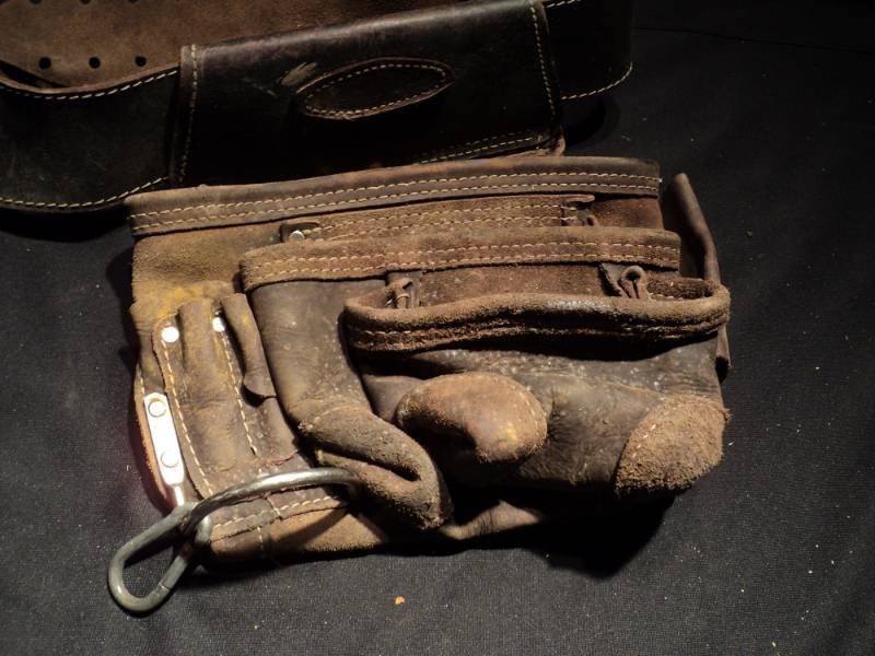 lot 3206 image: (1) AWP leather tool belt,  used