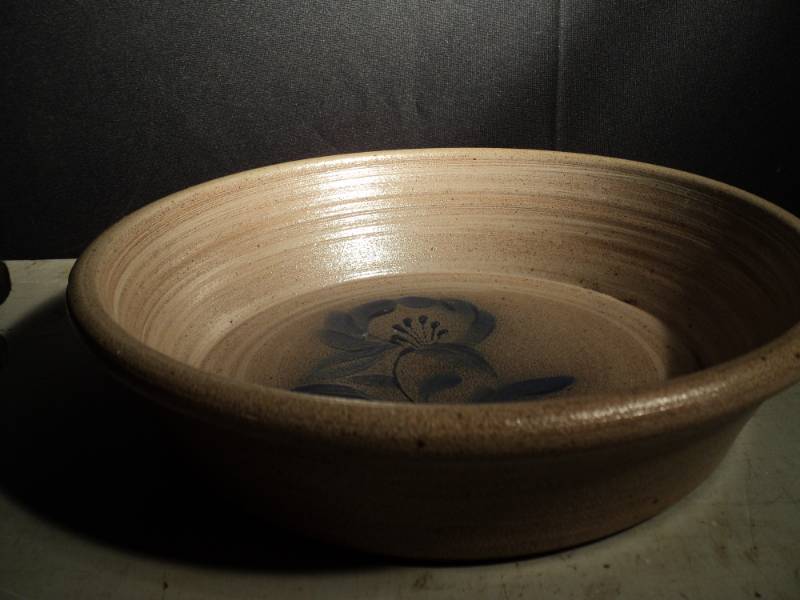 lot 3241 image: handmade pie dish, floral design 11 diameter x 3