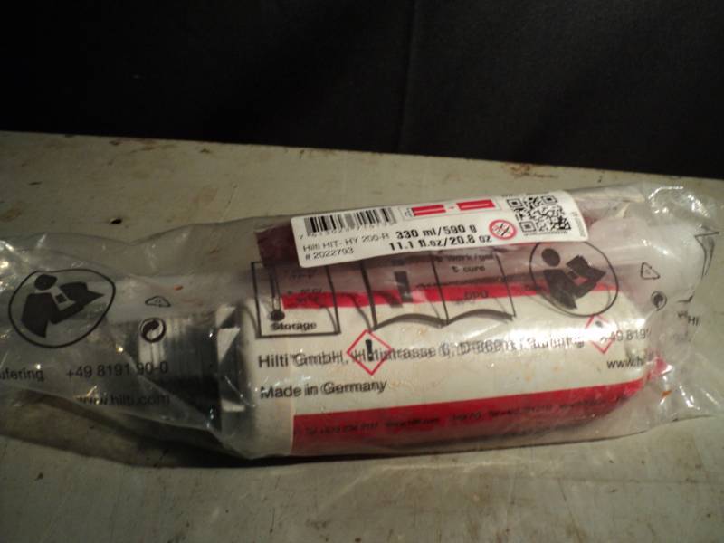 lot 3265 image: Hilti Hit-hy 200-r 2022793 Injectable Mortar 11.1fl. Oz 20.8 Oz Red Hit-hy 200 R